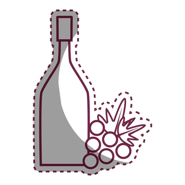 Garrafa Vinho Adesivo Com Fruta Uva Design Ilustração Vetorial — Vetor de Stock