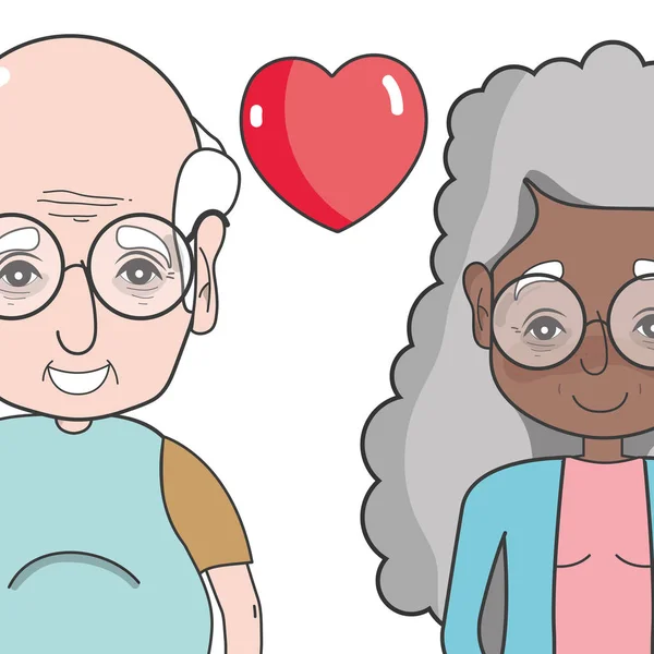 Viejo Coupé Personas Con Gafas Peinado Vector Ilustración — Vector de stock