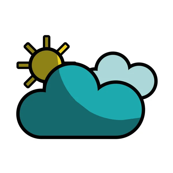 Schoonheid Weer Van Wolken Met Zon Vectorillustratie — Stockvector