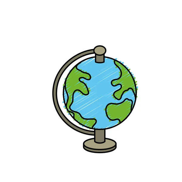 Jorden Planet Karta Skrivbord Objekt Vektorillustration — Stock vektor