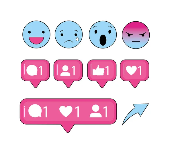 Social Emojis Chat Bubbles Message Vector Illustration — Stock Vector