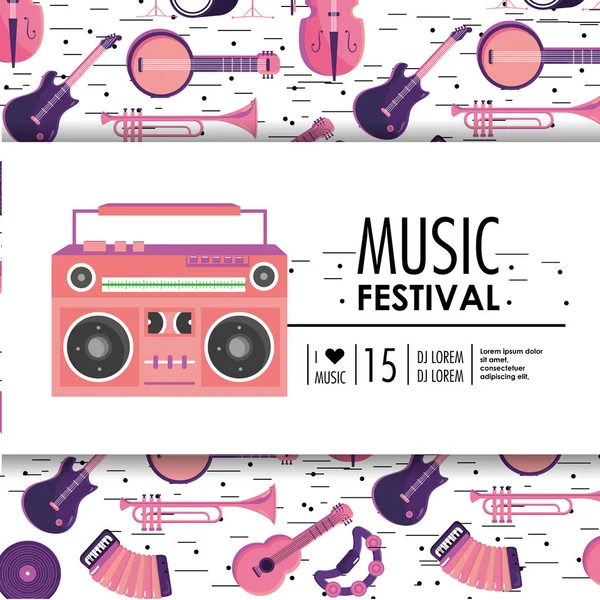 Equipo Grabación Cinta Ilustración Vectorial Festival Música — Archivo Imágenes Vectoriales