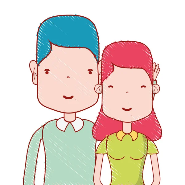 Nice Couple Hairstyle Casual Clothes Vector Illustration — Stock Vector