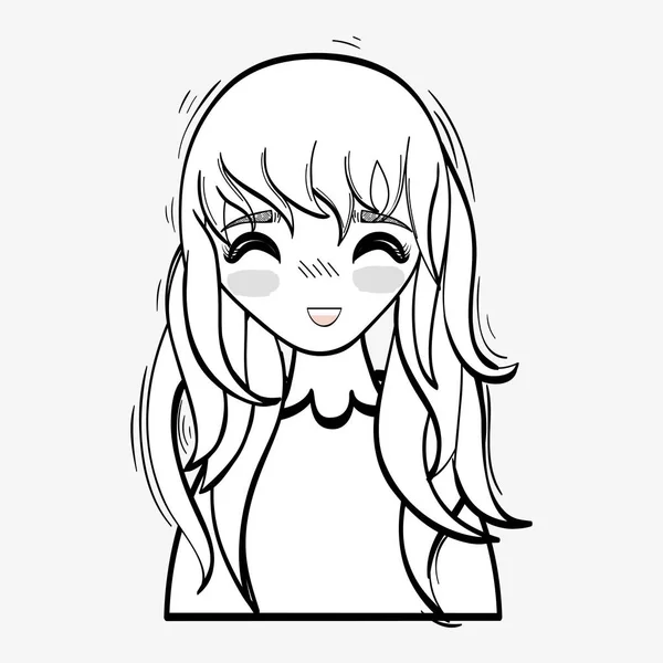 Anime Feliz Linda Mujer Vector Ilustración Diseño — Archivo Imágenes Vectoriales