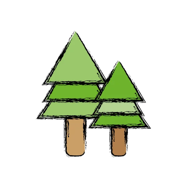 Natuurlijke Pine Bomen Plantkunde Iconen Vector Illustratie — Stockvector