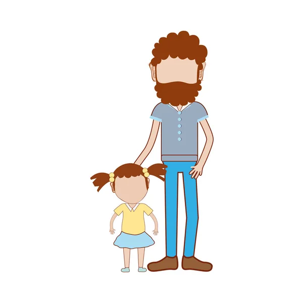 Padre Con Figlia Vestiti Casual Illustrazione Vettoriale — Vettoriale Stock