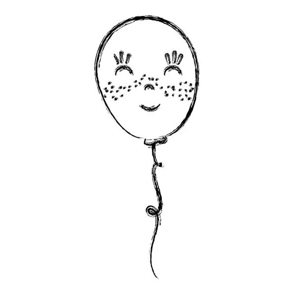 Çizgili Kawaii Mutlu Sevimli Balon Tema Vektör Çizim — Stok Vektör