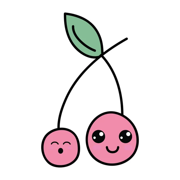 Kawaii Carino Felice Fragola Frutta Vettoriale Illustrazione — Vettoriale Stock
