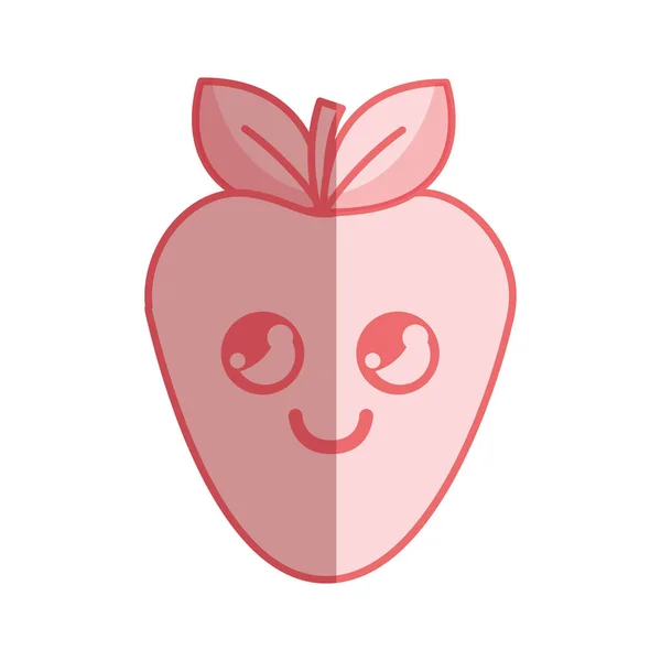 Silueta Kawaii Agradable Icono Fresa Feliz Vector Ilustración — Archivo Imágenes Vectoriales