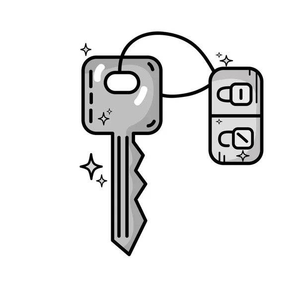 Grayscale Key Door Security Protection Design Vector Illustration — Stock Vector