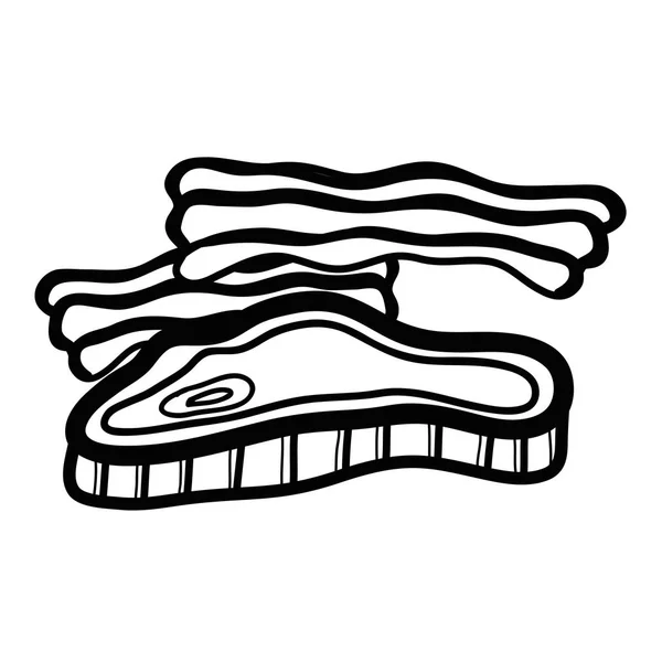 Silhouette Viande Bacon Fast Food Icône Illustration Vectorielle — Image vectorielle