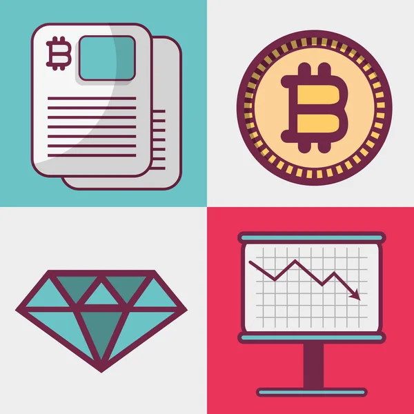 Color Conjunto Iconos Moneda Bitcoin Vector Ilustración — Vector de stock