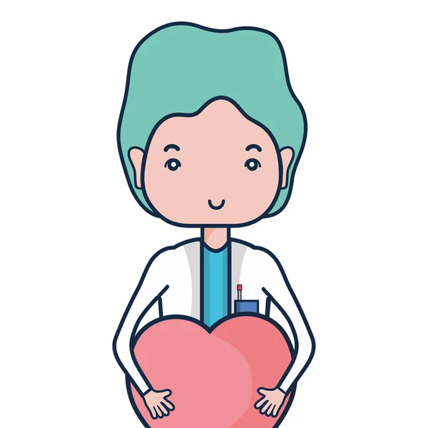 Spécialiste Homme Médecin Avec Illustration Vectorielle Cardiaque — Image vectorielle