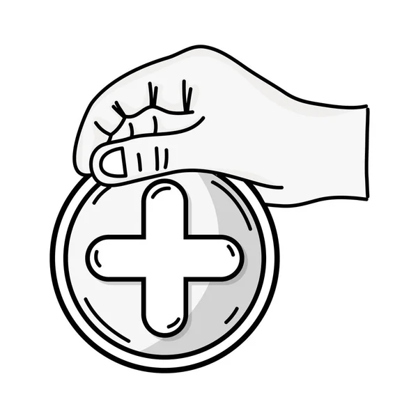 Рука Крестом Символом Медицины Помощь Людям — стоковый вектор