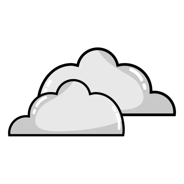 Escala Grises Bonitas Nubes Tiempo Natural Diseño Vector Ilustración — Vector de stock