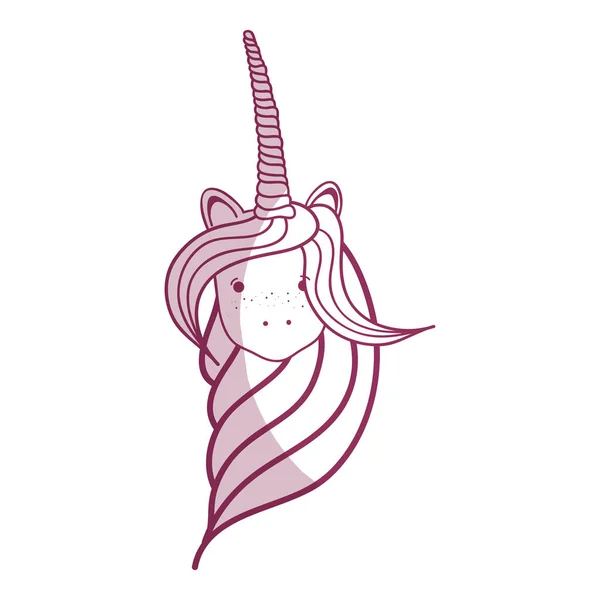 Siluet Kepala Indah Unicorn Dengan Surai Panjang Vektor Ilustrasi - Stok Vektor