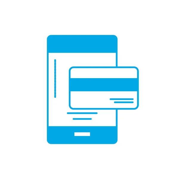 Tecnologia Smartphone Silhouette Con Illustrazione Vettoriale Carta Credito Elettronica — Vettoriale Stock