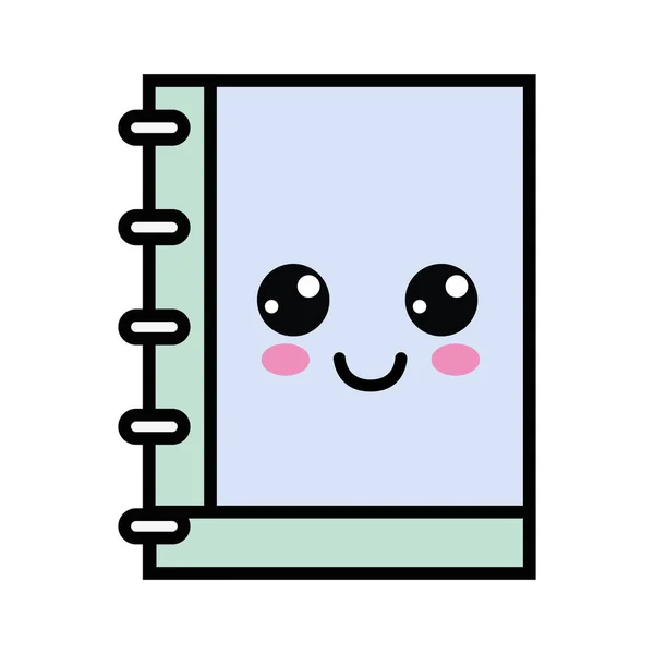 Kawaii Cute Happy Notebook Tool Vector Illustration — Stock Vector