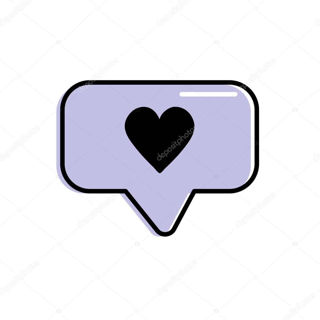 chat bubble with heart design inside vector illustration