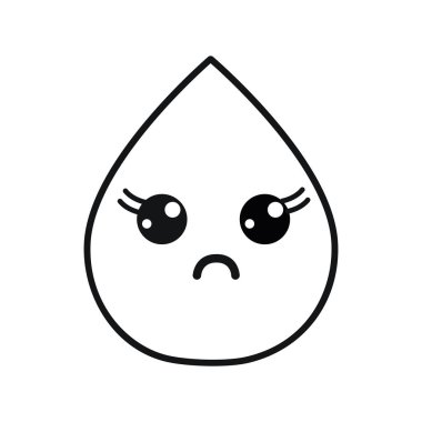 siluet kawaii güzel sürpriz damla su, vektör çizim tasarım