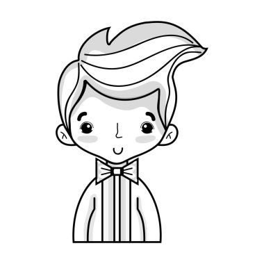 şık takım elbise ve saç tasarım vektör illusration bir satır güzel çocuk