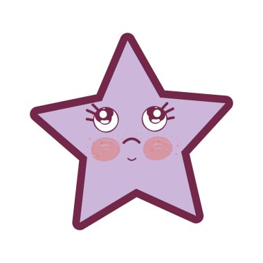 Kawaii düşünme ve şirin yıldız tasarımı, vektör çizim