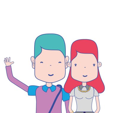 saç modeli ve rahat kıyafetler, vektör çizim ile güzel çift