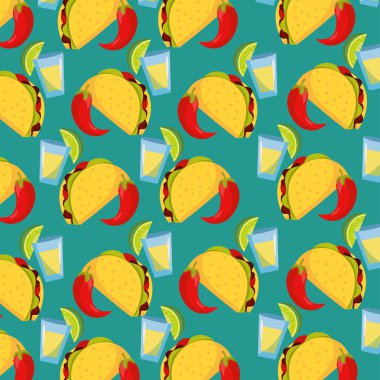 sos ve biber arka plan vektör çizim ile baharatlı tacos