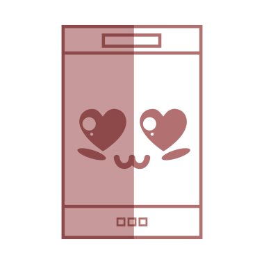 siluet kawaii şirin ihale smartphone teknoloji vektör çizim