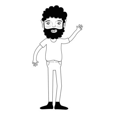 kontur adam sakal ve rahat kıyafetler, vektör çizim