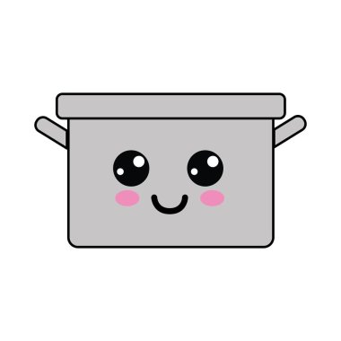 Kawaii güzel mutlu tencereye, vektör çizim tasarım