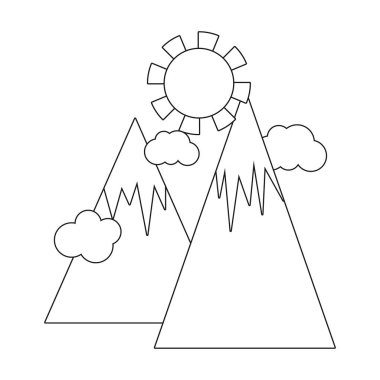 hat karlı dağlar bulutlar ve güneş illüstrasyon vektör