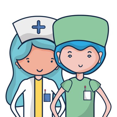 Doktor ve hemşire insanlar vektör çizim yardımcı olmak için