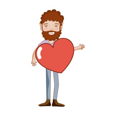 adam sakal ve kalbini göğsünden, vektör çizim