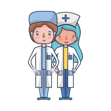 Doktor ve hemşire insanlar vektör çizim yardımcı olmak için