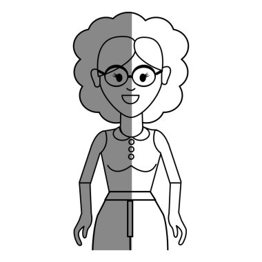 Yaşlı kadın saç modeli ve rahat bez, vektör çizim ile satır