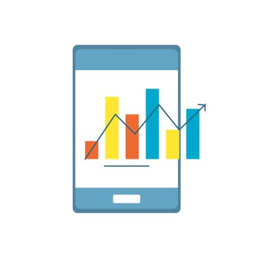 Diyagram vektör çizim bar istatistikleri ile Smartphone teknoloji