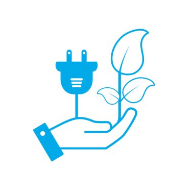 ekoloji güç kablosu ile doğal eliyle siluet vektör çizim bırakır