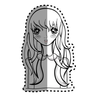 etiket anime güzel sürpriz kadın, vektör çizim tasarım