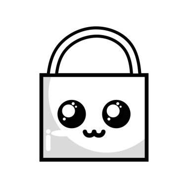 satır kawaii şirin ihale asma kilit öğesi vektör çizim