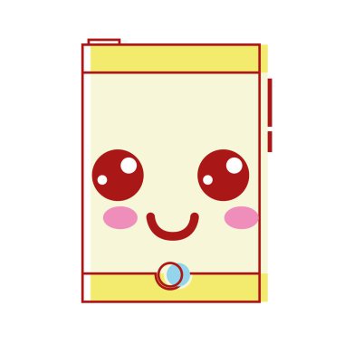 Kawaii şirin mutlu smartphone teknoloji vektör çizim