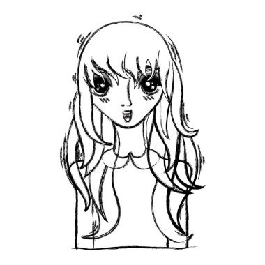 Anime güzel sürpriz kadın, vektör çizim tasarım