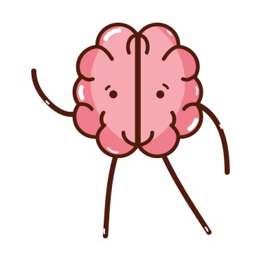 simge çok güzel kawaii beyin ifade, vektör çizim