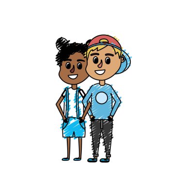 çocuk saç tasarım ve rahat kıyafetler ile birlikte illüstrasyon vektör