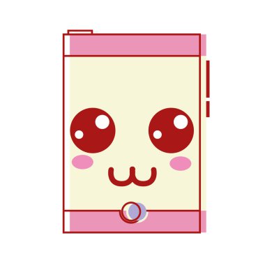 Kawaii şirin mutlu smartphone teknoloji vektör çizim