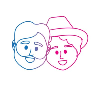 satır çift kafa ile birlikte saç modeli tasarım illüstrasyon vektör