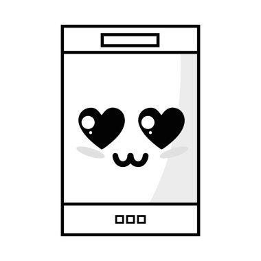 satır kawaii şirin ihale smartphone teknoloji vektör çizim