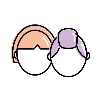 Sosyal clouple kafa saç modeli tasarımı ile illüstrasyon vektör