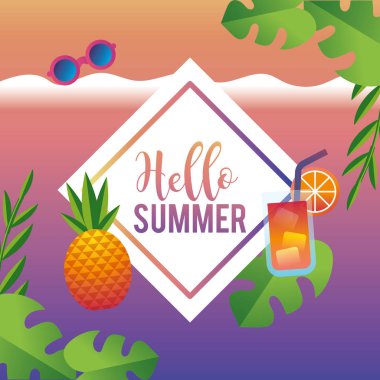 komik tatil tropikal yaz sezonu vektör çizim