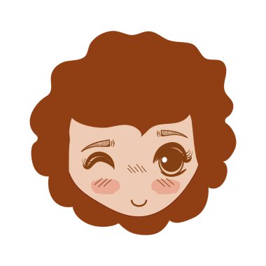 güzel kız yüz saç modeli ve ifade, vektör çizim ile